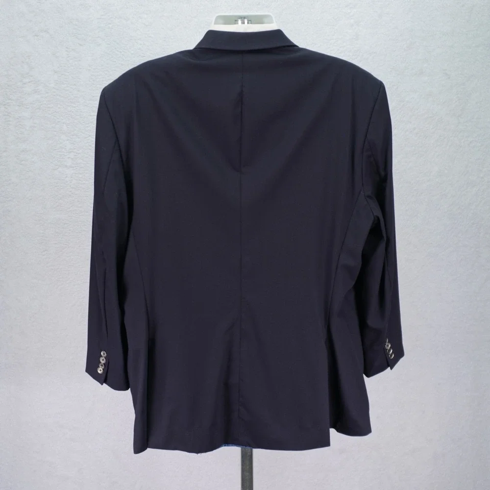Calvin Klein Wool Blue Silver Button‎ Blazer 46L 2 Button